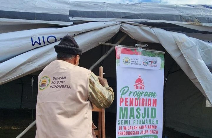 DMI Selesaikan Pembangunan Masjid Semi Permanen Kedua di Jalur Gaza